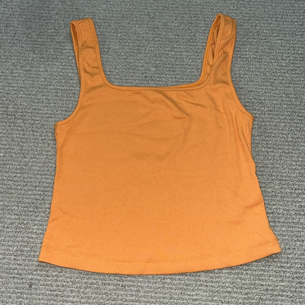 Orange Ribbed Tank Top